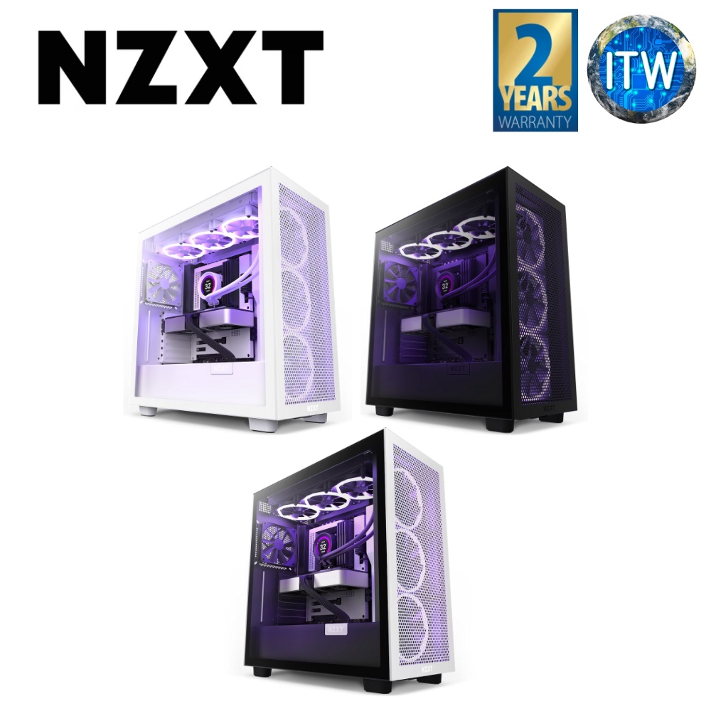 NZXT H7 Flow Front I/O USB TypeC Port Tempered Glass Side Panel ATX