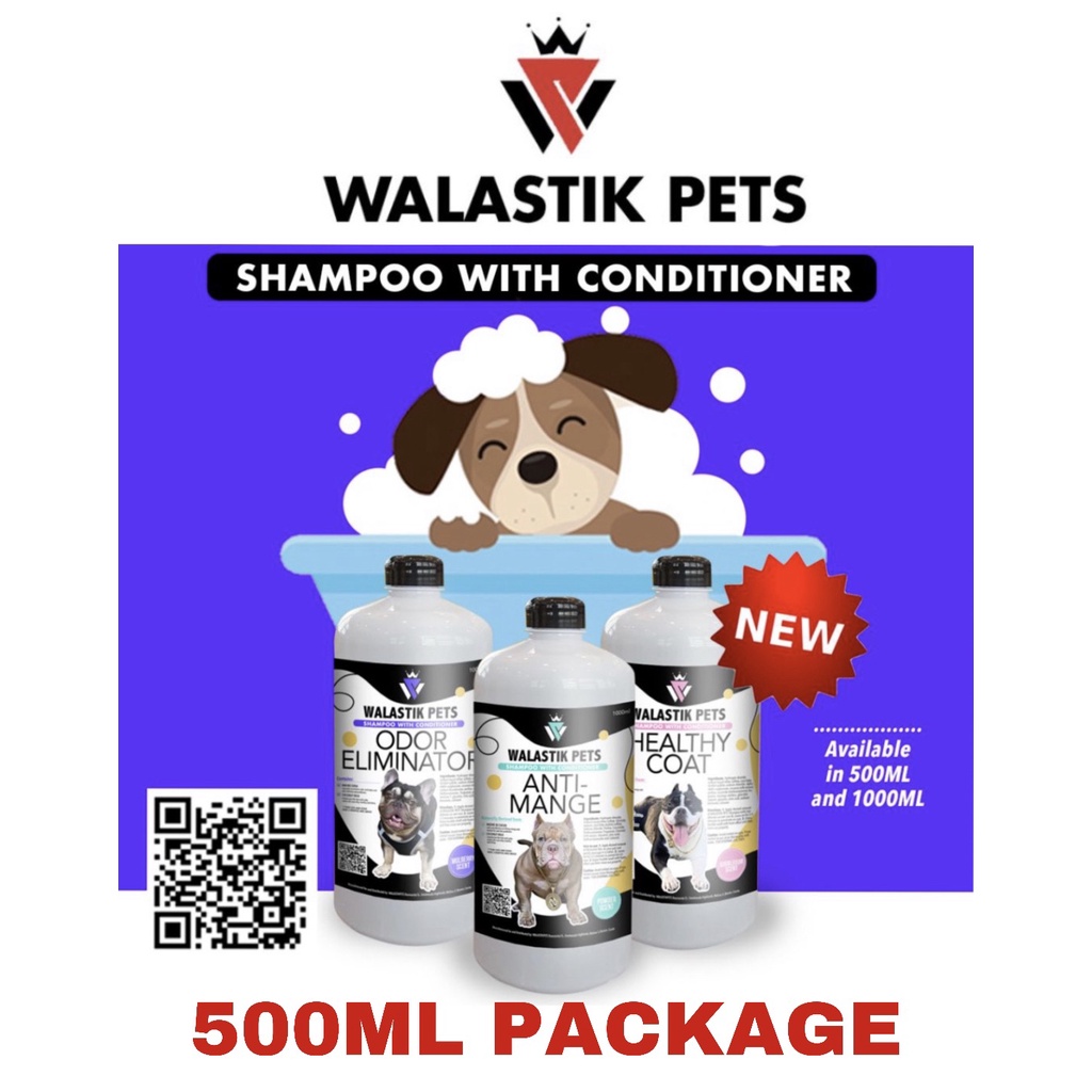 (hot)WALASTIK PETS 3bot of 500ML Shampoo with Conditioner #1