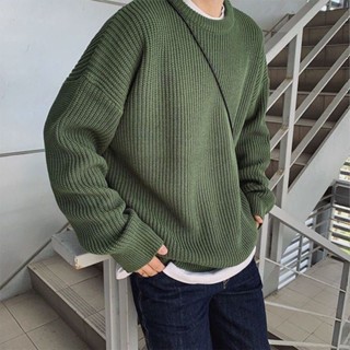 Round Neck Sweater Men Autumn Winter Korean Loose Bottoming Knitted Pullover