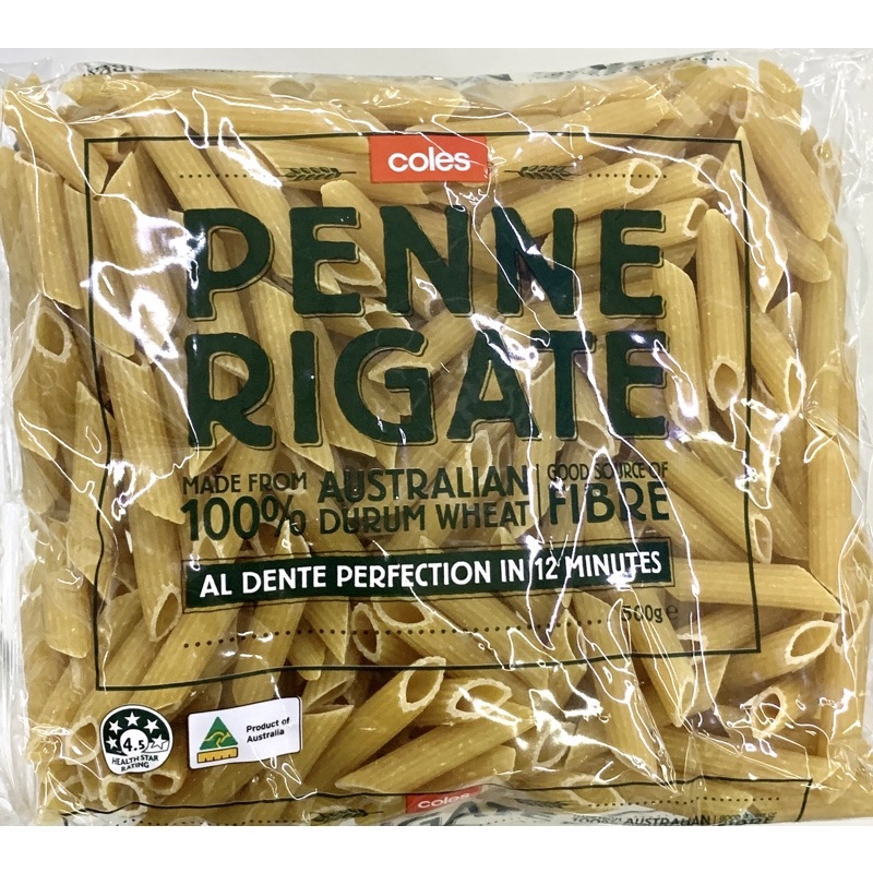 Coles PENNE RIGATE 100 Drum Wheat 599g {Made in Australia} Shopee