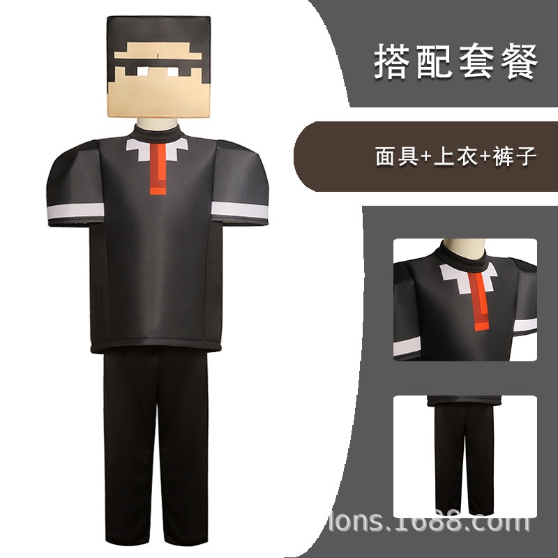 New Store Promotion] minecraft Black Suit Children cos Costume cosplay  Stage Game Performance Halloween [Limited Time Spike] | Shopee Philippines