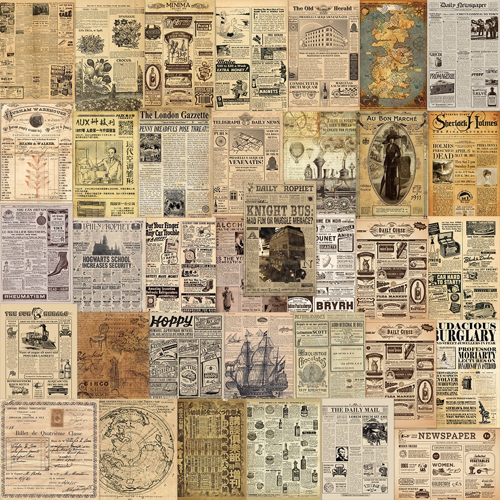 Vintage Newspaper Series 01 Stickers 35Pcs/Set DIY Fashion Waterproof