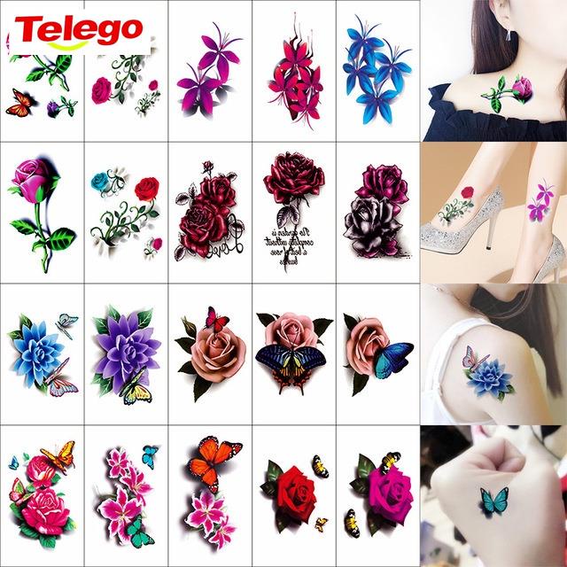 3Drose tattoo Lasts to 2 weeks 5*7CM Tattoo sticker waterproof long lasting Temporary fake tattoo