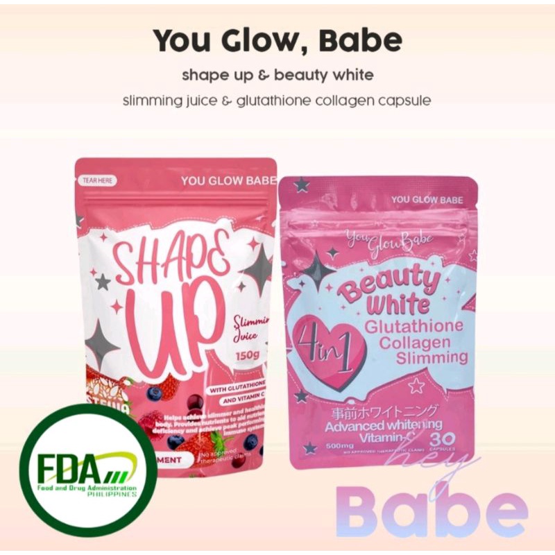 Authentic YOU GLOW BABE COLLAGEN GLUTATHIONE BEAUTY WHITE | Shopee ...