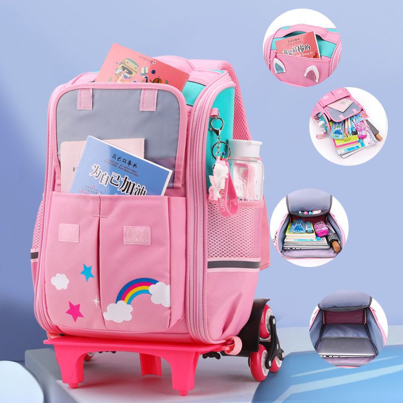 Unicorn Kids Trolley bag School bag Cartoon backpack for kids girl Large capacity Waterproof