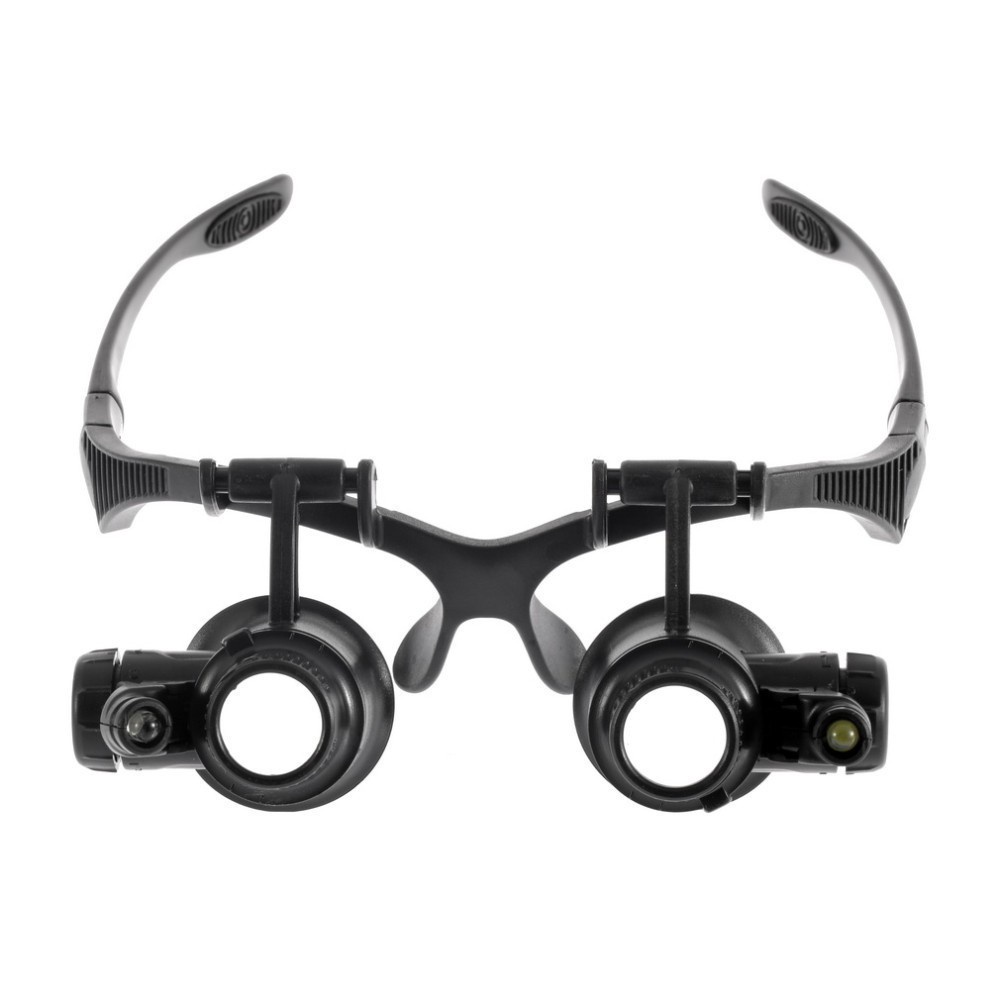 Magnifying Glass Lupa 10X 15X 20X 25X Eye Jewelry Watch Repair Magnifier Glasses With 2 LED Lights N