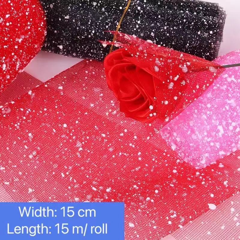 15 m/Roll 15 cm snow dot gauze flower shop packaging handmade ribbon rose wrapping paper