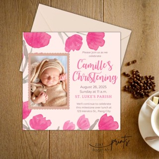 [COD] Pink 1st Birthday / Baptismal Christening Baptismal Invitation ...