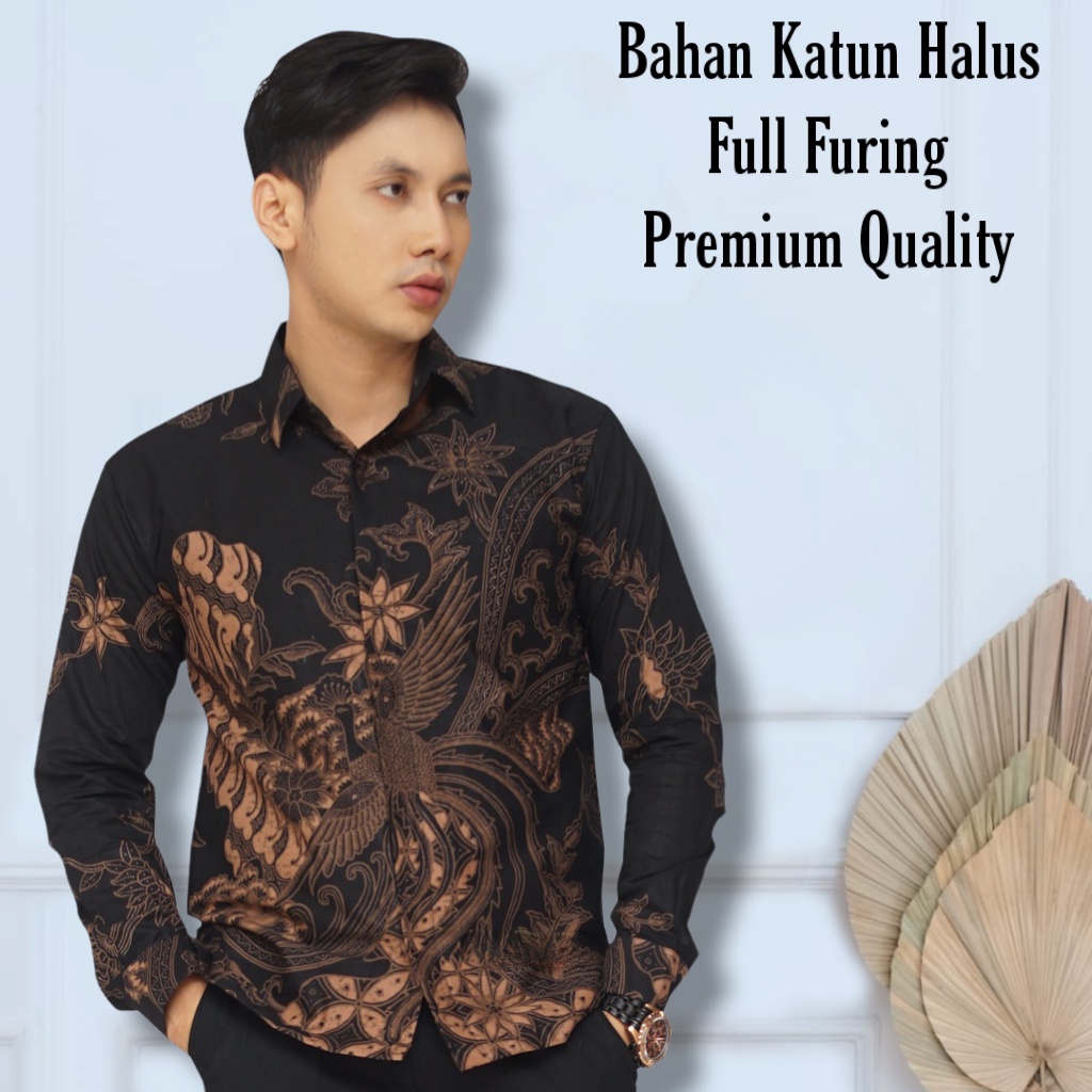 PRIA KATUN KEMEJA Premium Long Sleeve Furing Batik Shirt Layer Furing ...