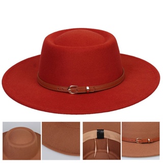 Ladies Wool Fedora Hats For Women Men Red Hat Luxury  Church Panama Bump Cap Fedora Hats With Brown Belt Wholesale 2022 #8