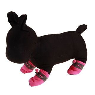 ✟﹍﹉4Pcs/set Portable Pet Dog Shoes Cover Non-slip Rain Boots Dogs Paws Soft Shoes Rose red