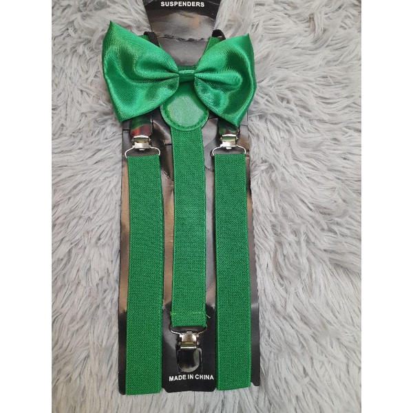 EMERALD GREEN Suspender with bowtie set Shopee Philippines