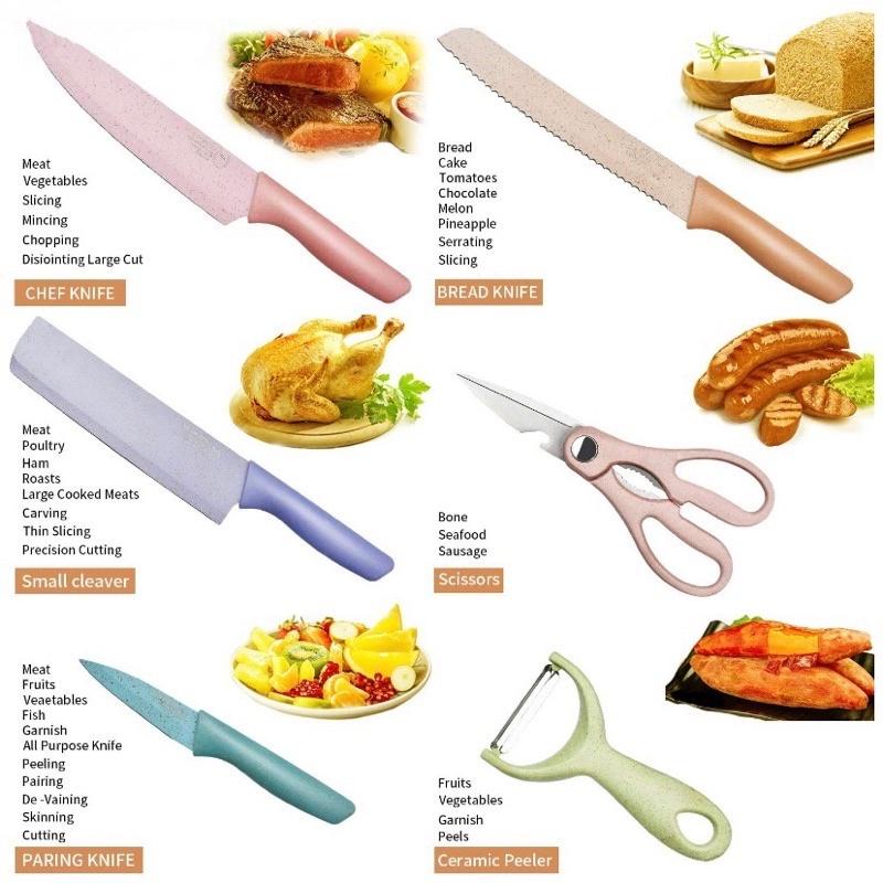 Rich 6PCS Kitchen Knife Set – Pastel Color Stainless Steel Chef and Bread Knives - Image 6