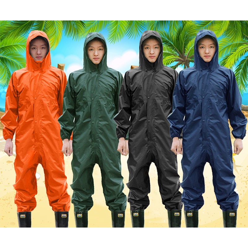 Working Coveralls Waterproof Hooded Raincoat Overalls Antioily Dustproof Paint Spray Hood