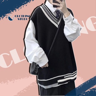 knitted vest【M-3XL】 Korean style Sweater Vest knitted sweater v neck vest for men #10
