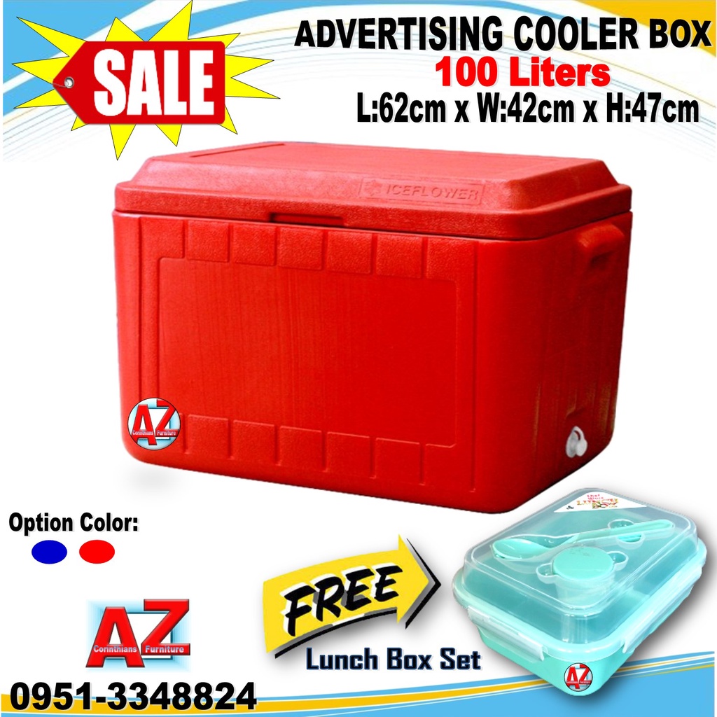 Advertising hard plastic Cooler Box 100 LitersFREE Lunch Box Shopee