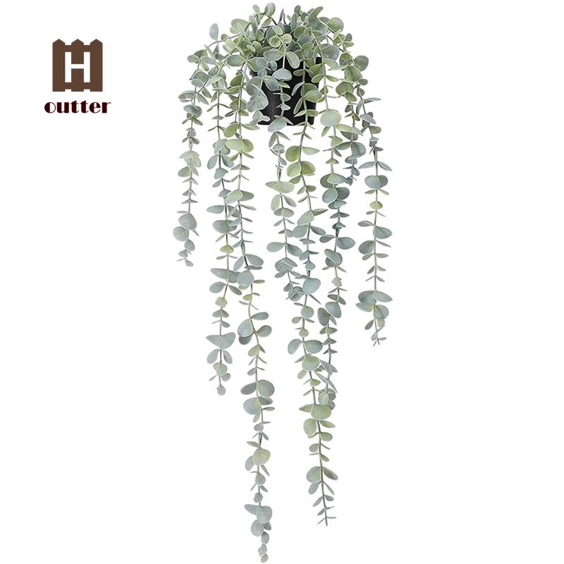 1 Pcs Artificial Hanging Plants Fake Potted Eucalyptus Hanging Plant for Wall Room Home Patio Indoor Outdoor Decor