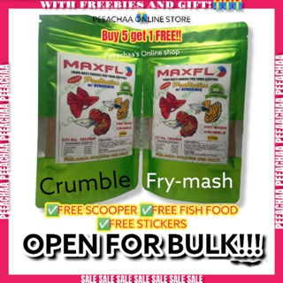 Maxflo guppy fishfood probiotics with dewormer crumble and fry and PPSFF 10+1free