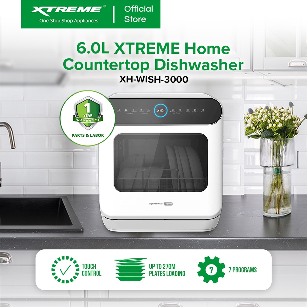 XTREME HOME 6.0L Countertop Dishwasher Touch Control 7 Programs LED Light [XHWISH3000
