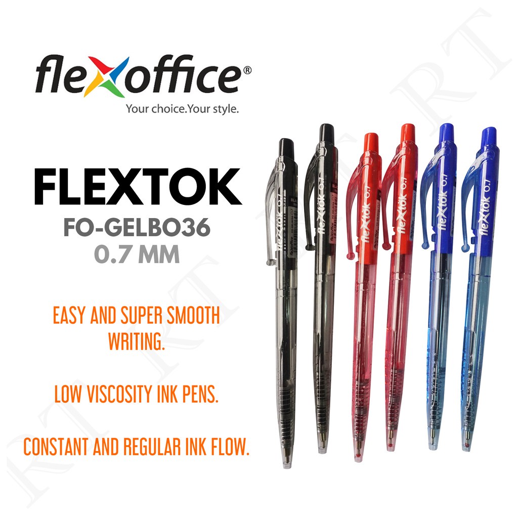 FLEXOFFICE FLEXTOK FOGELB036 0.7MM Smooth Ink Gel Pen By 12 Pcs Long