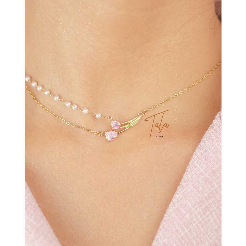 Tala by Kyla Tulips Pearl Necklace Plus Gift Box TBK | Shopee Philippines