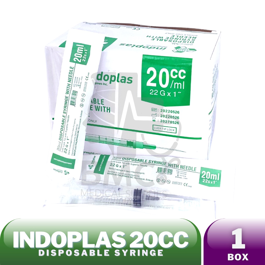 Indoplas Disposable Syringe 20cc [Sold Per Box] Shopee Philippines