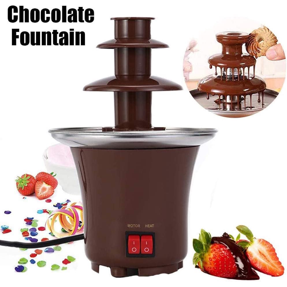 Mini Chocolate Fountain Three Layers Chocolate Melt with Heating Fondue