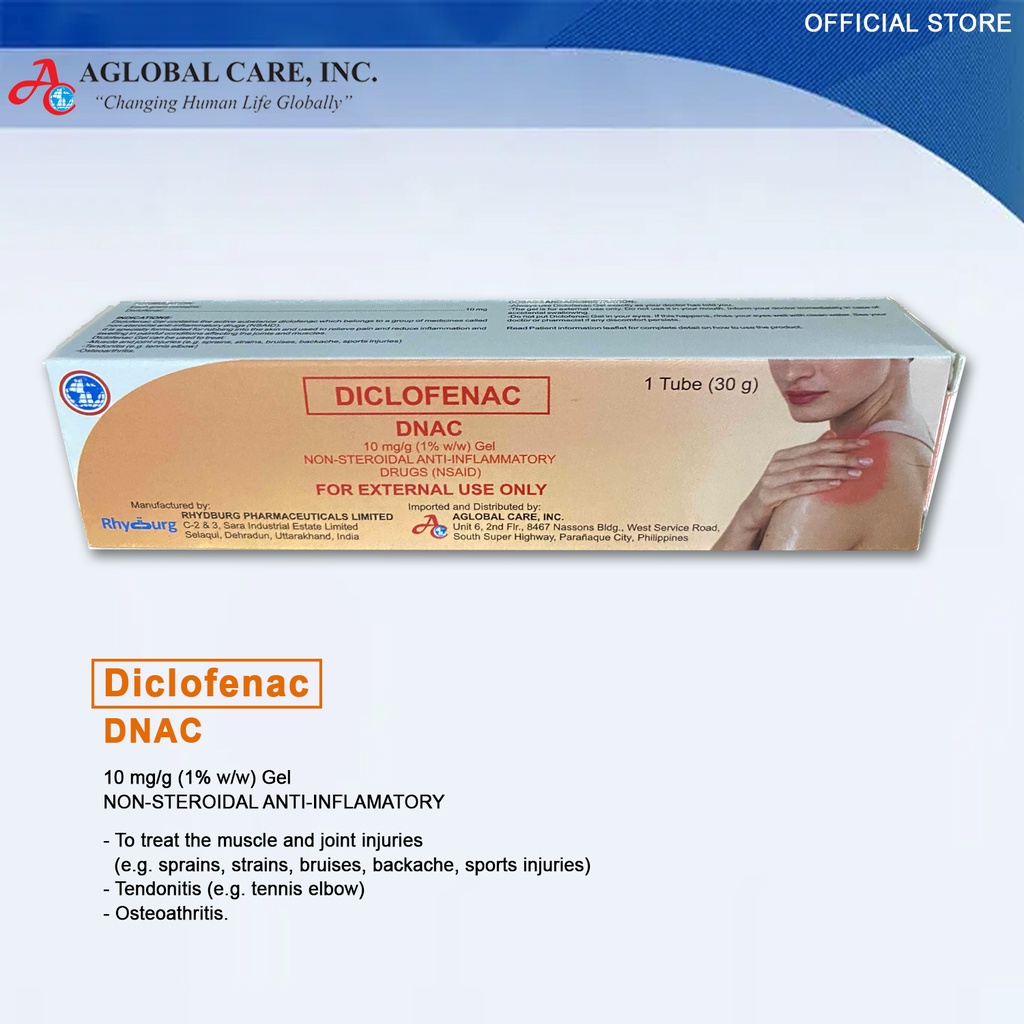 Dnac Emulgel (Diclofenac) 30g for Back pain, Muscle pain, and Joint