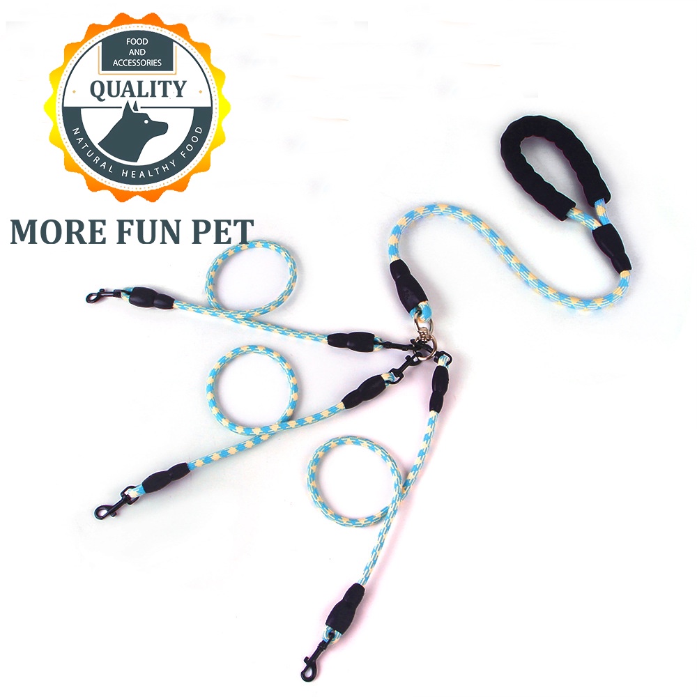 Dog 3 Way Nylon Leash Pet Walking Leash 3 Head Durable Pulling Rope 3