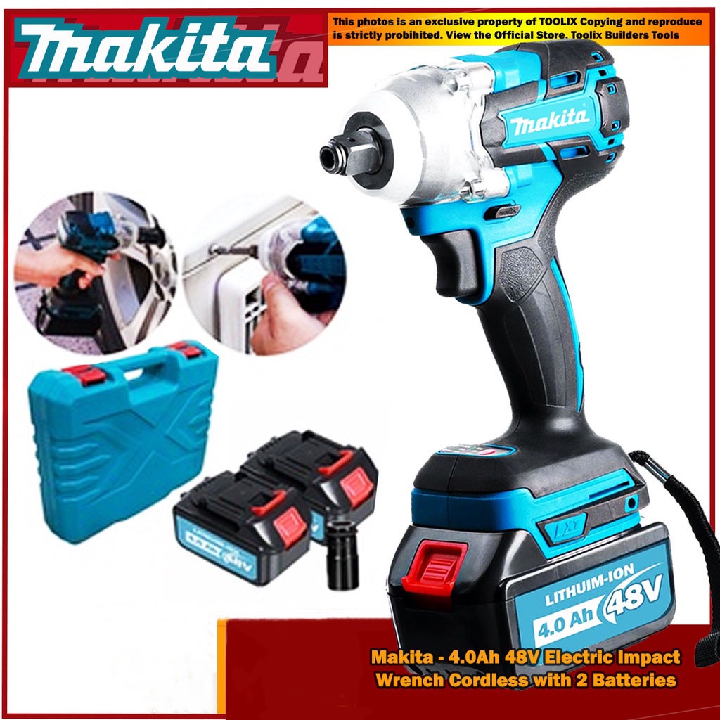 Makita Original Portable 6.0Ah 48V (2 Batteries) Cordless Brushless Electric Impact Wrench Tools Set