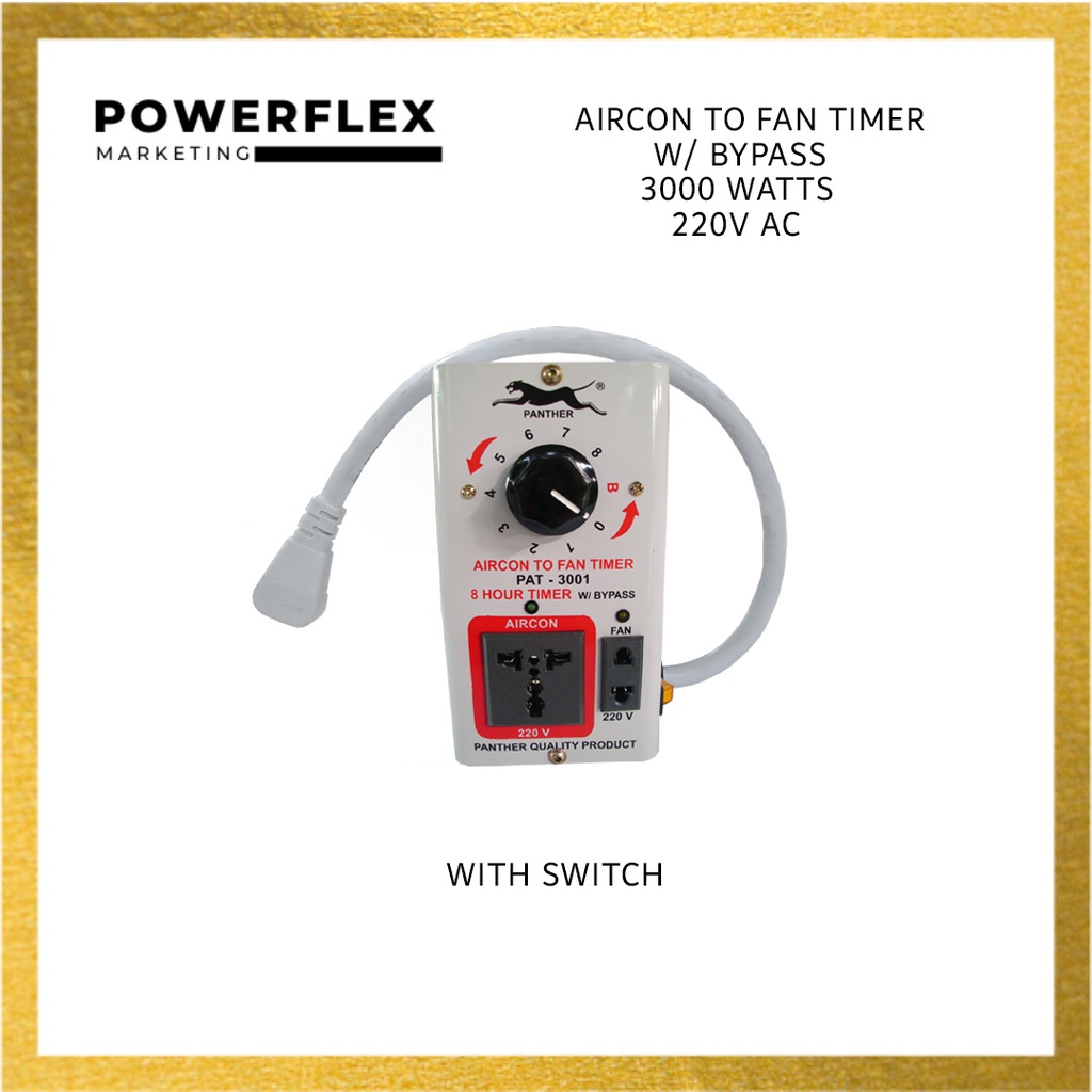PAT 3001 Panther Aircon to Fan Timer with Switch w/ Bypass 3000 Watts