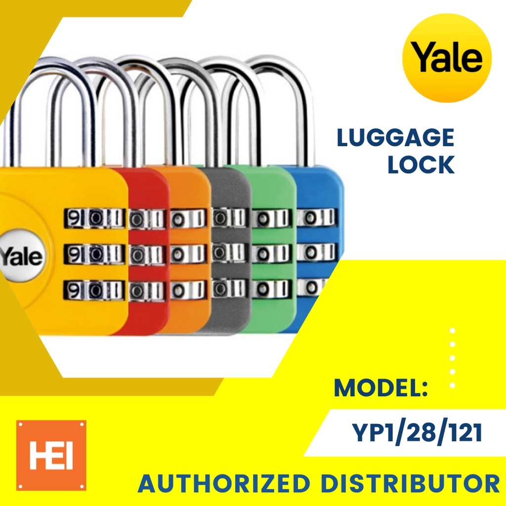 YALE Luggage Lock / Travel Lock Colourful Combination Padlock 30mm