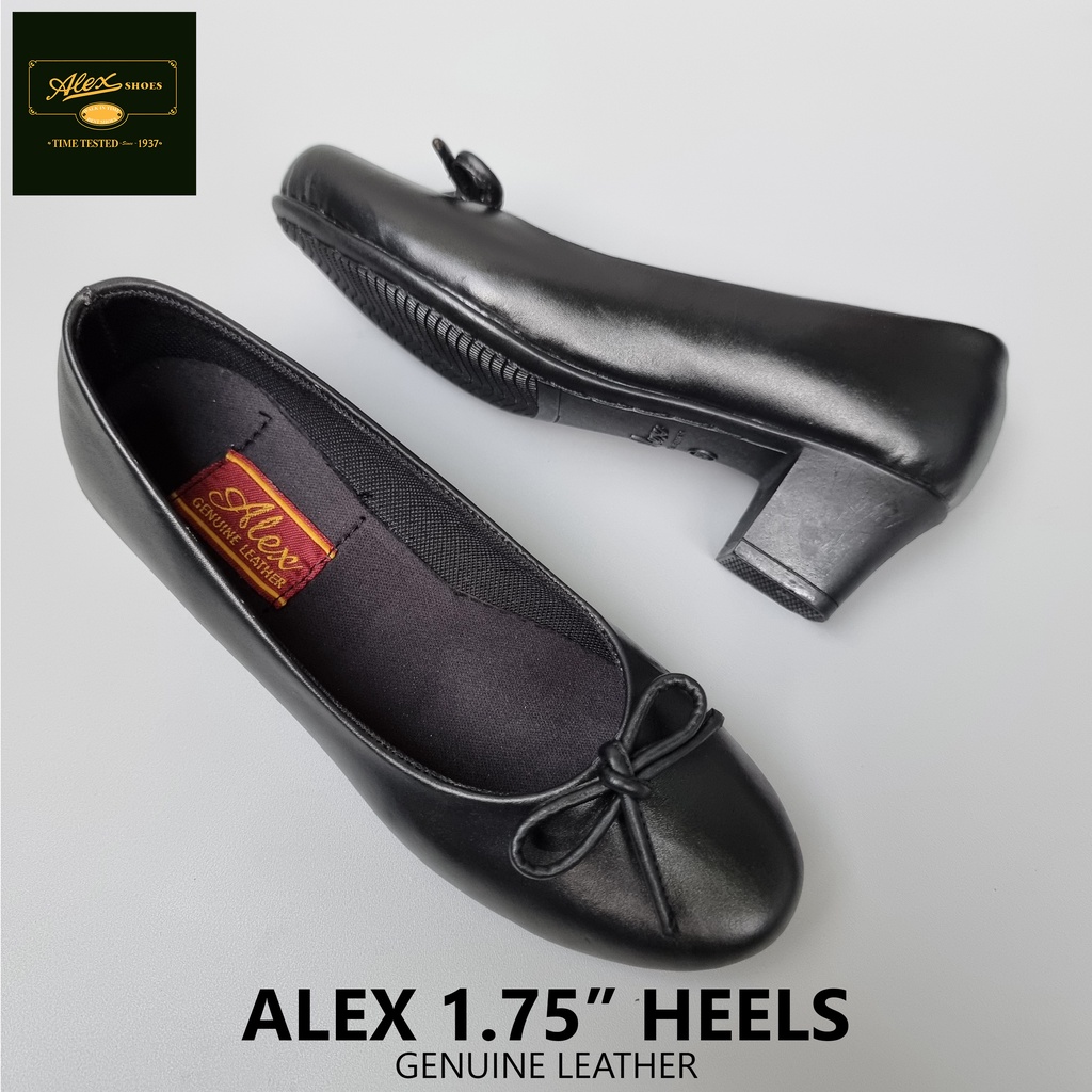 ALEX SHOES WOMEN'S  INCH HEEL HEIGHT BLACK GENUINE LEATHER FOR OFFICE  AND SCHOOL | Shopee Philippines