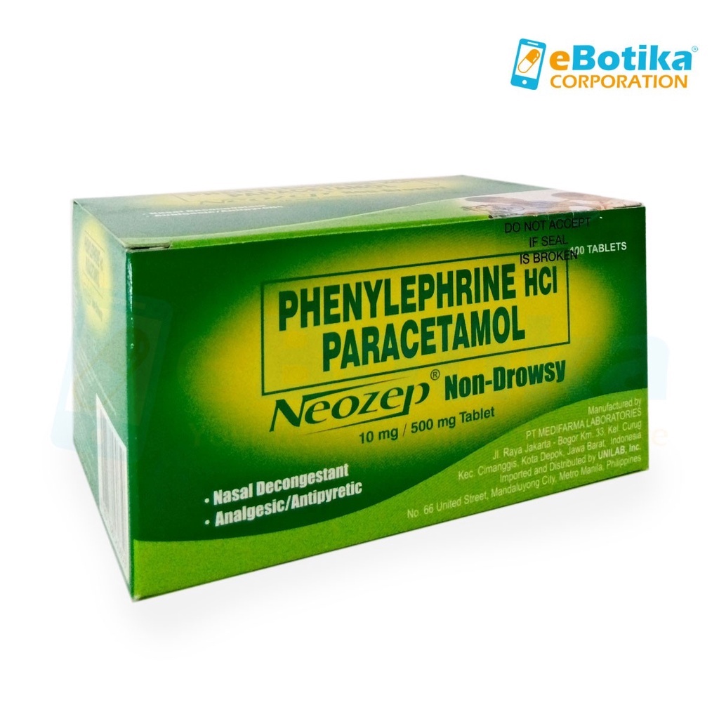 Neozep Non Drowsy 500mg 100s Tabletper Box Shopee Philippines