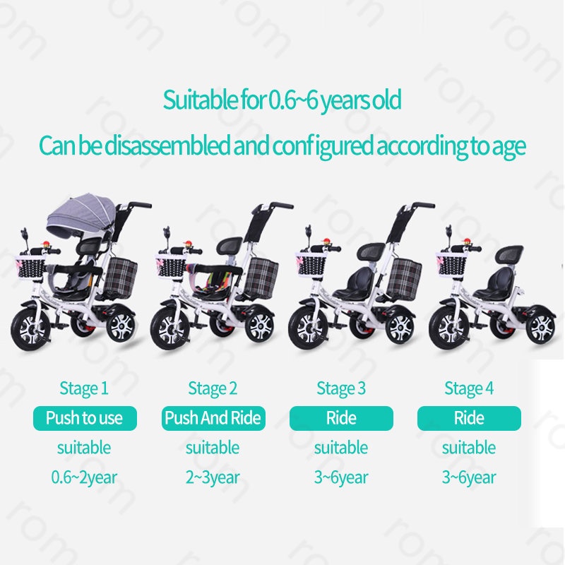 4 In 1 baby stroller bicycle kids tricycle bike for kids stroller bike Trolley Bike for baby - Image 8