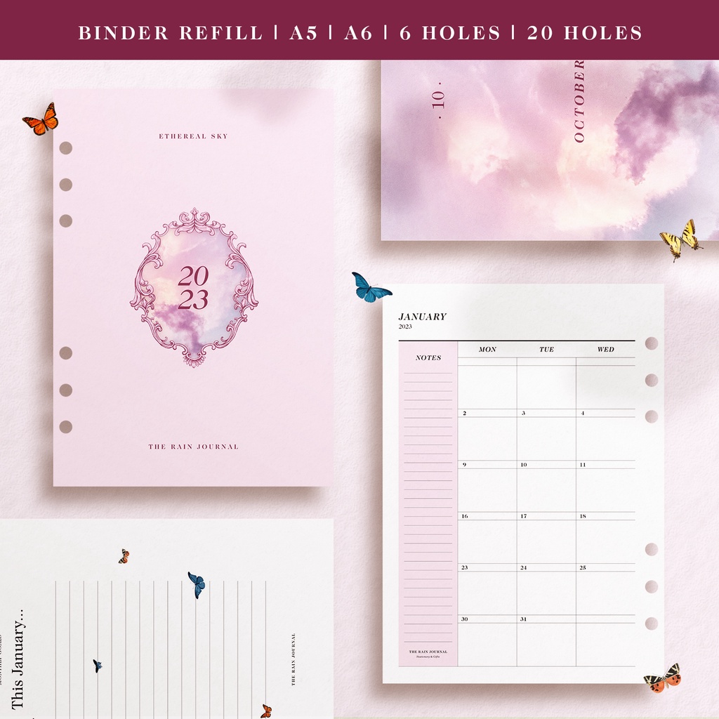 2023 Dated Planner Binder Refill for A5 & A6 Binder with 6Holes and 20Holes, Loose Leaf