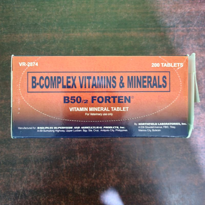 B50/2 FORTEN B-COMPLEX VITAMINS & MINERALS (SOLD PER 10 TABLETS OR 1 BANIG) by SAGUPAAN SUPERFEEDS