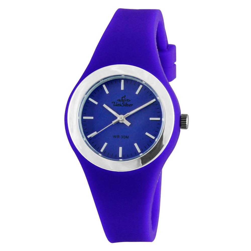 UniSilver TIME CHROMA RUSH Women's Small Analog Silver/Blue Rubber ...