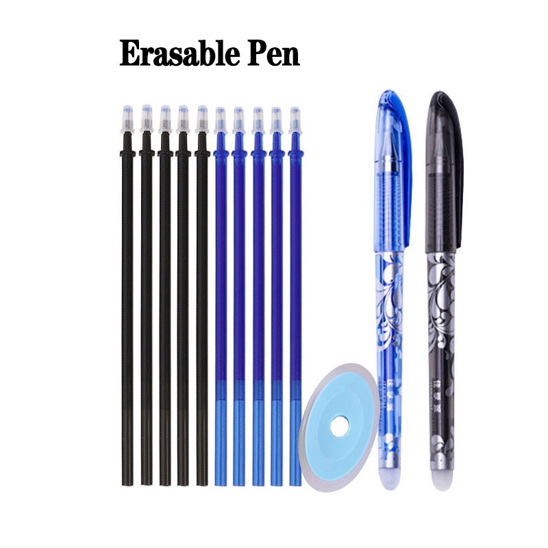 Erasable ballpen Black,blue ink gel pen set Refills 0.5mm ball tip ...