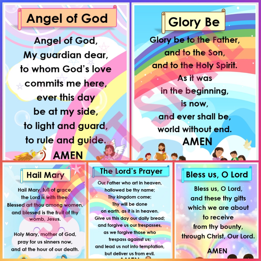 PRAYERS WALL CHARTS-A4 SIZE LAMINATED | Shopee Philippines