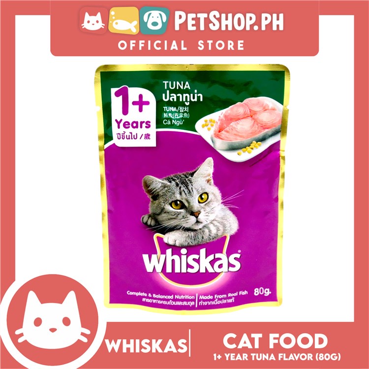 ஐ◑12pcs Whiskas Tuna Pouch Wet Cat Food 80g Tuna Flavour