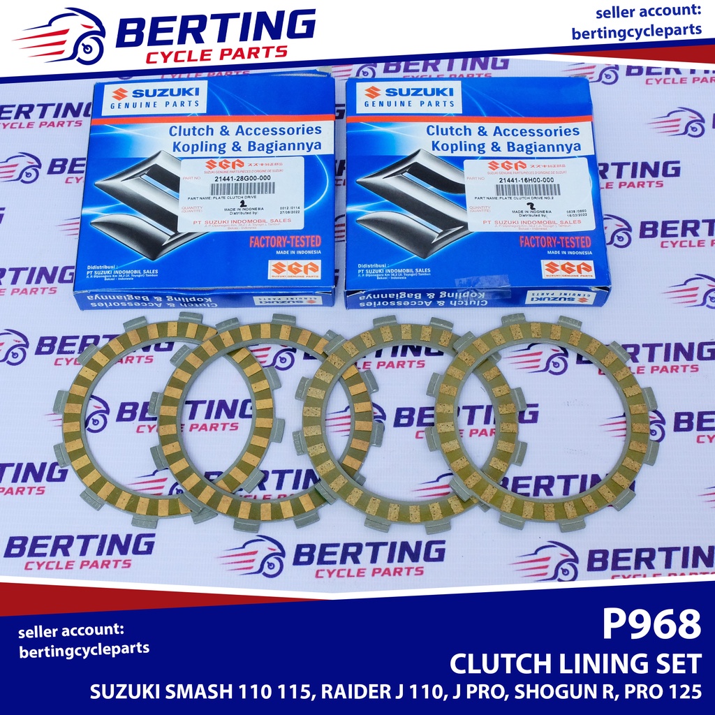 SGP 4PC CLUTCH LINING Suzuki Smash 110 115 Shogun R Pro Raider J 110 J