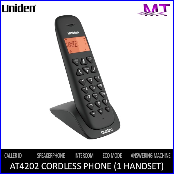 UNIDEN AT4202 Cordless Phone (1 Handset, Answering Machine, Caller ID
