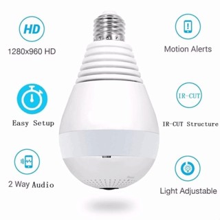 【360°】ALSTON V380 Panoramic Bulb CCTV Camera1080P HD WiFi Night Vision Smart Security Ip Camera