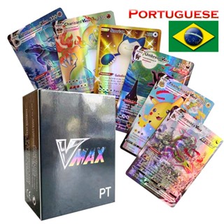 100Pcs/Lots Vmax Pokemon cards English Portuguese Spanish Version Trading card Pokemon booster shiny cards Pokemon toy for kids