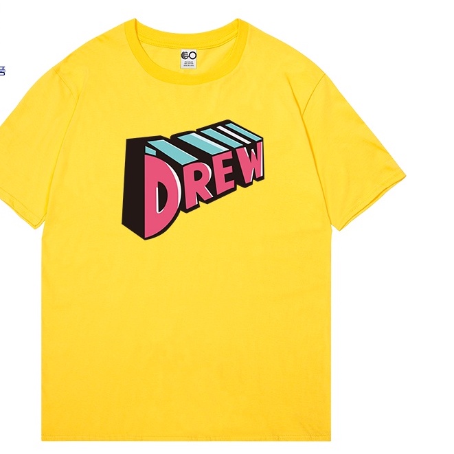 Justin Bieber Same Style drew house Smiley Candy Color Short Sleeve European American Street T-Shirt Men Women