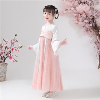 Children Hanfu Girls Ancient Costume Super Fairy Cherry Blossom Princess Spring Autumn Dress Children's Clothing Summer Thin Skirt Tang Suit #9
