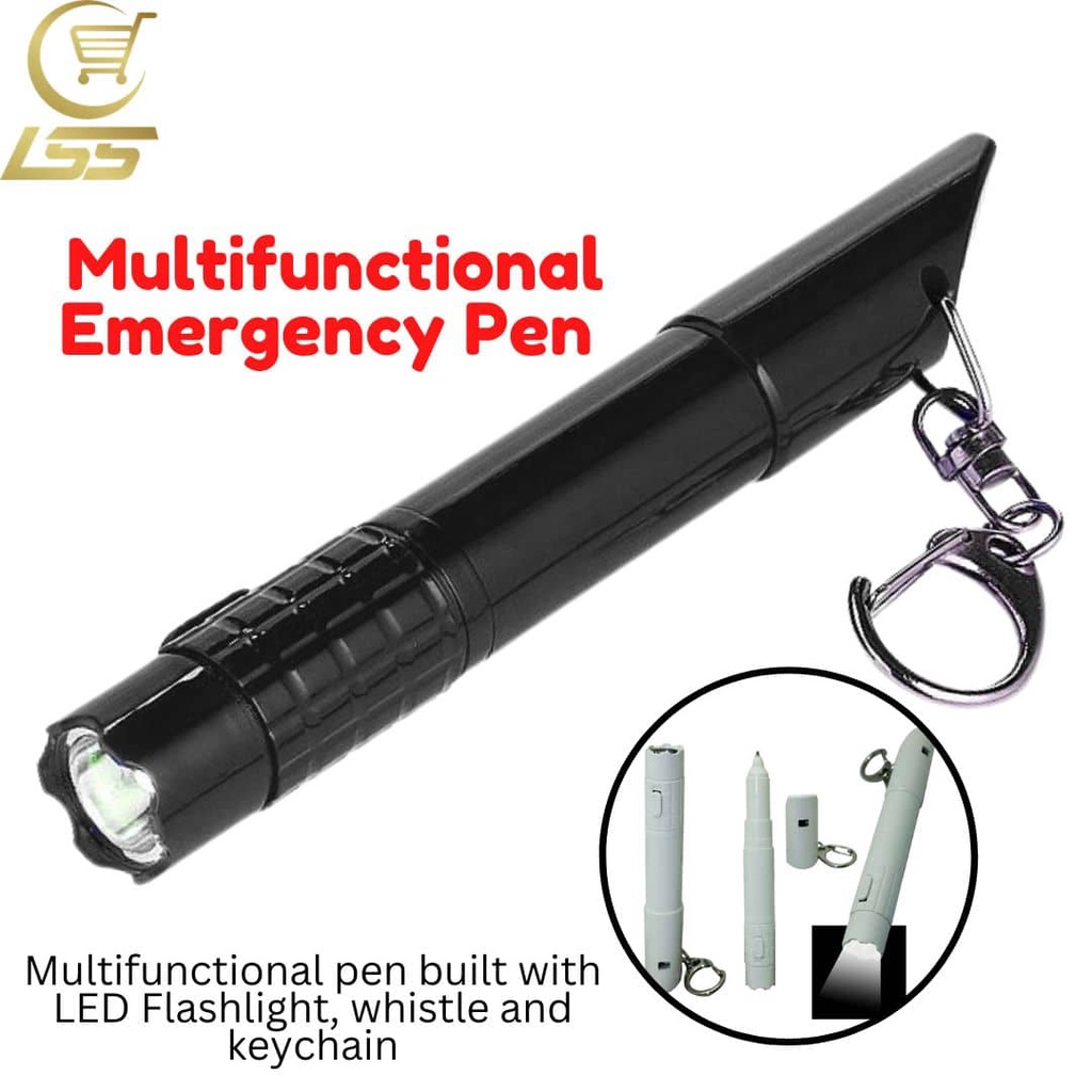 Efeq 3in1 Emergency Ball pen with LED Flashlight & Whistle Keychain