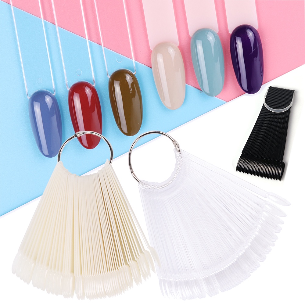 50Pcs Nail Swatches Oval Round Tips For Display Nail Samples Gel Polish