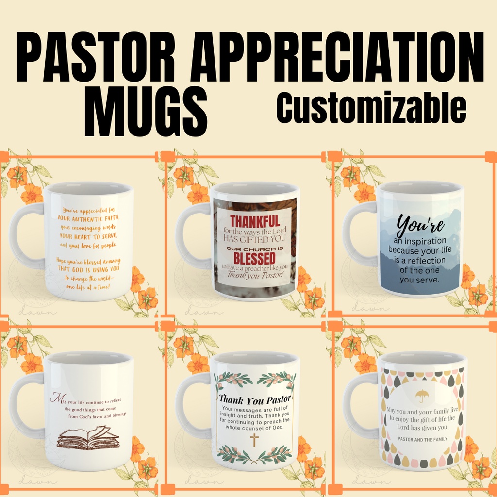 Pastor Appreciation Mugs ( Gift for Pastor & Souvenir) Customizable